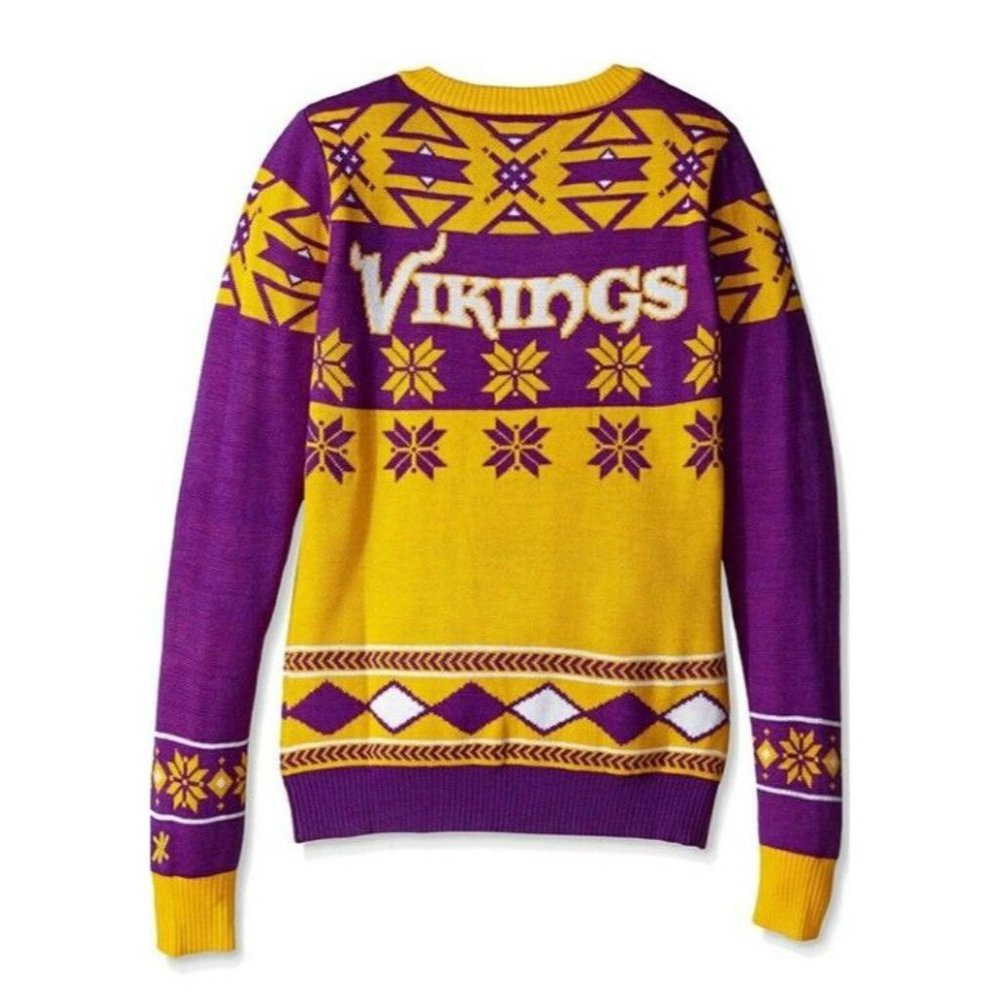 NFL Minnesota Vikings Womens Size Medium Christmas Party Ugly V Neck Sweater - Picture 3 of 6